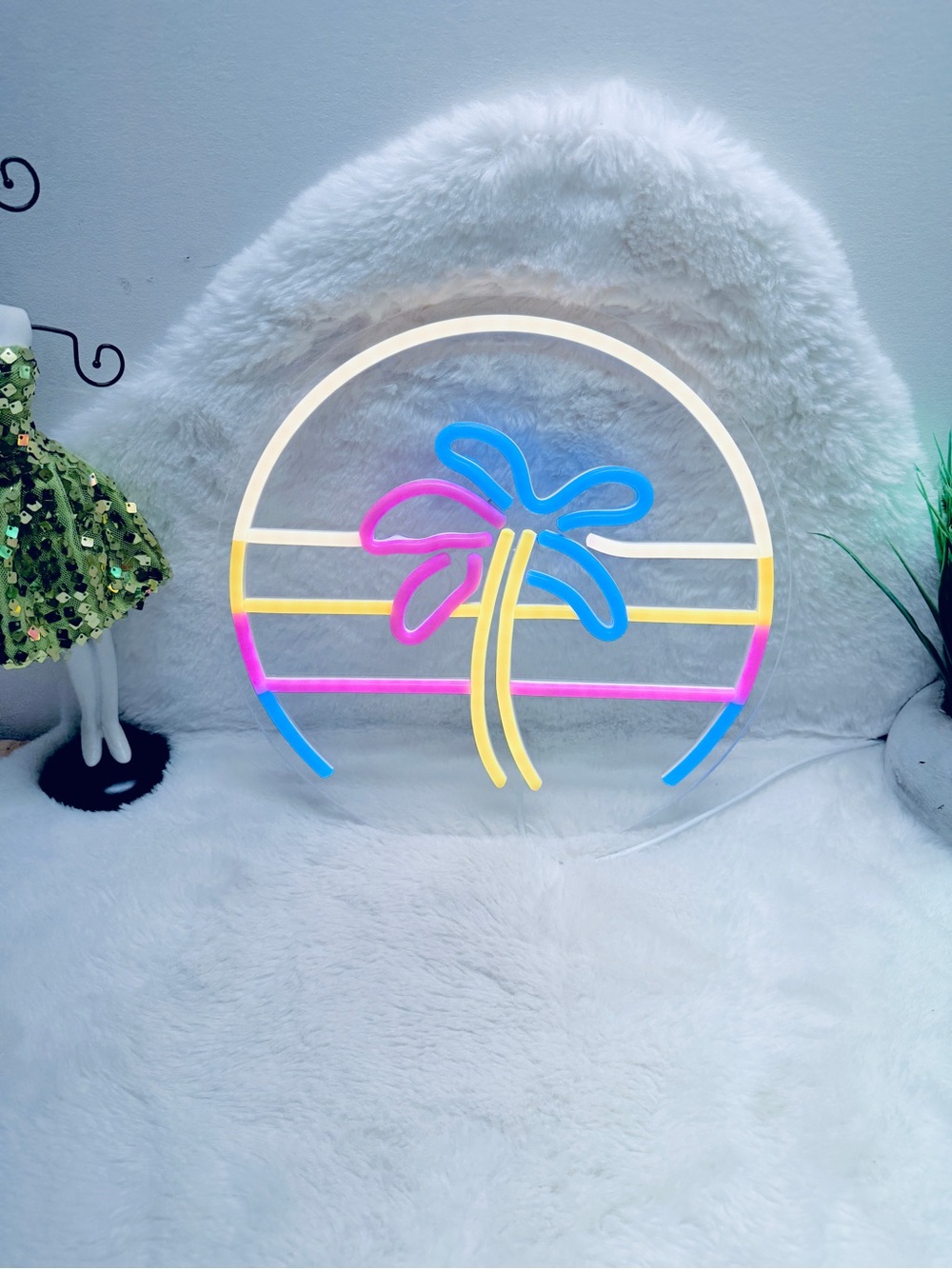 12” Neon Palm Tree Wall Art - Multicolor Acrylic Sign 🌴